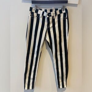 True Religion Halle Black and White Striped Skinny Jeans
